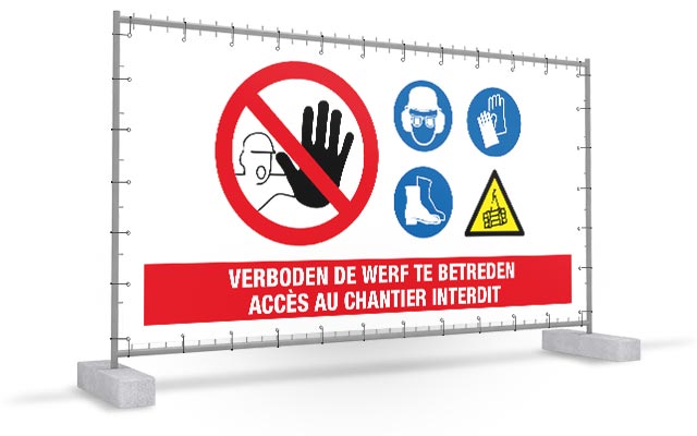 Werfdoek met bouw pictogrammen (veiligheids logo's)